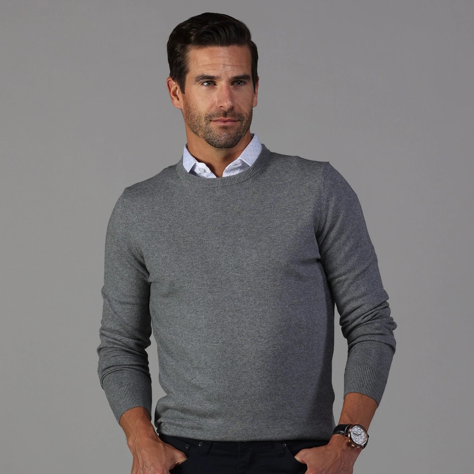 Nwt Collars And Co Luxury Touch Cotton And Cashmere Crew Neck Sweater Gray Xl